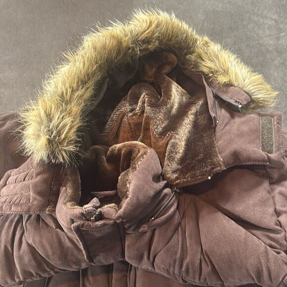 Vintage Makaveli Branded Tupac RARE Brown Puffer Jacket Hood Heavyweight L *READ - Picture 15 of 16